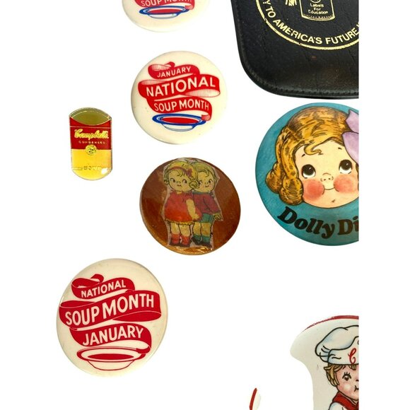 Campbells Soup Vintage Buttons Pin Ashtray Dolly Dingle RARE! 1 of a KIND! - Picture 3 of 7